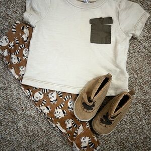 Kids Cream and Brown Shirt with Pocket